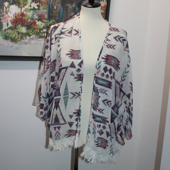 Xhilaration L/XL Open Front Cover Up Wrap Southwestern Style Pattern - Picture 1 of 13